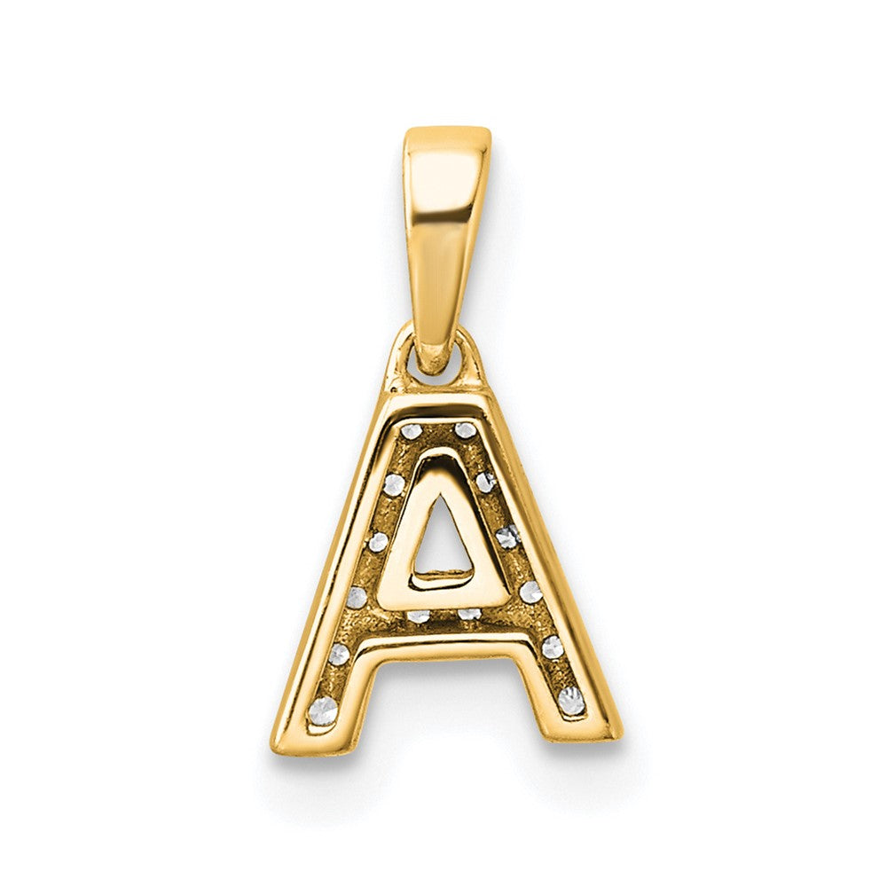 10K Gelbgold 10K Diamant Buchstabe A Initiale mit Bail Anhänger