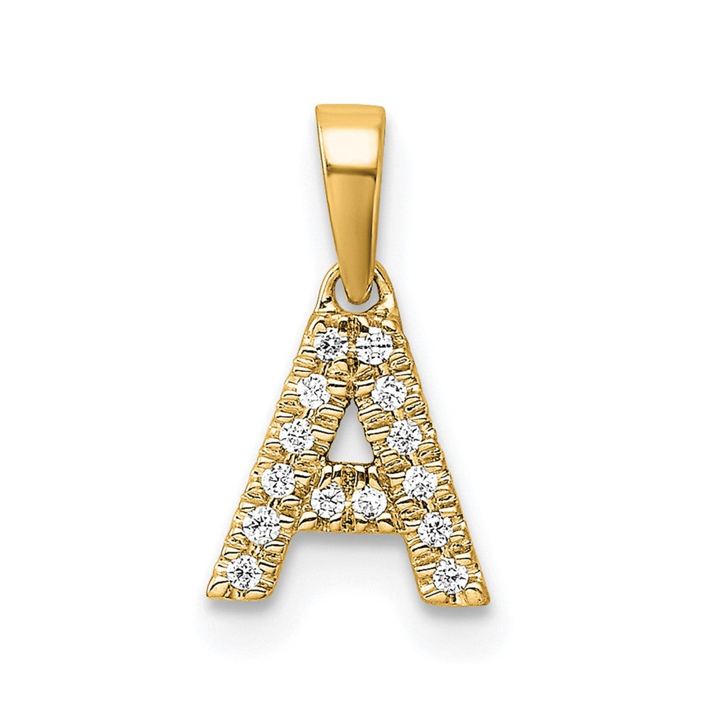 10K Gelbgold 10K Diamant Buchstabe A Initiale mit Bail Anhänger