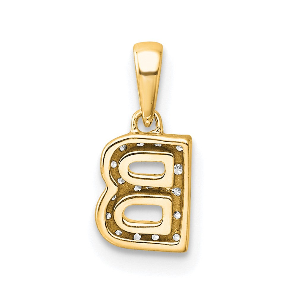 10K Gelbgold 10K Diamant Buchstabe B Initiale mit Bail Anhänger