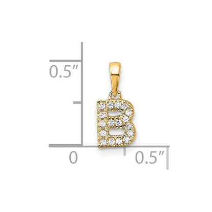 10K Gelbgold 10K Diamant Buchstabe B Initiale mit Bail Anhänger
