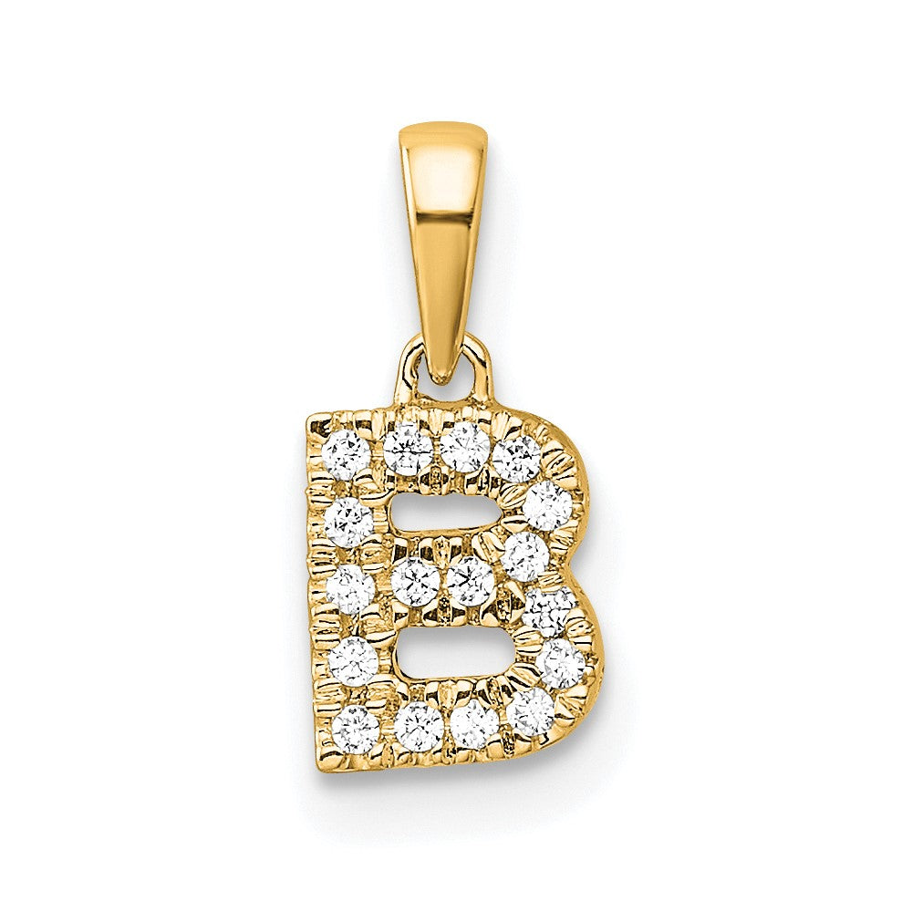 10K Gelbgold 10K Diamant Buchstabe B Initiale mit Bail Anhänger
