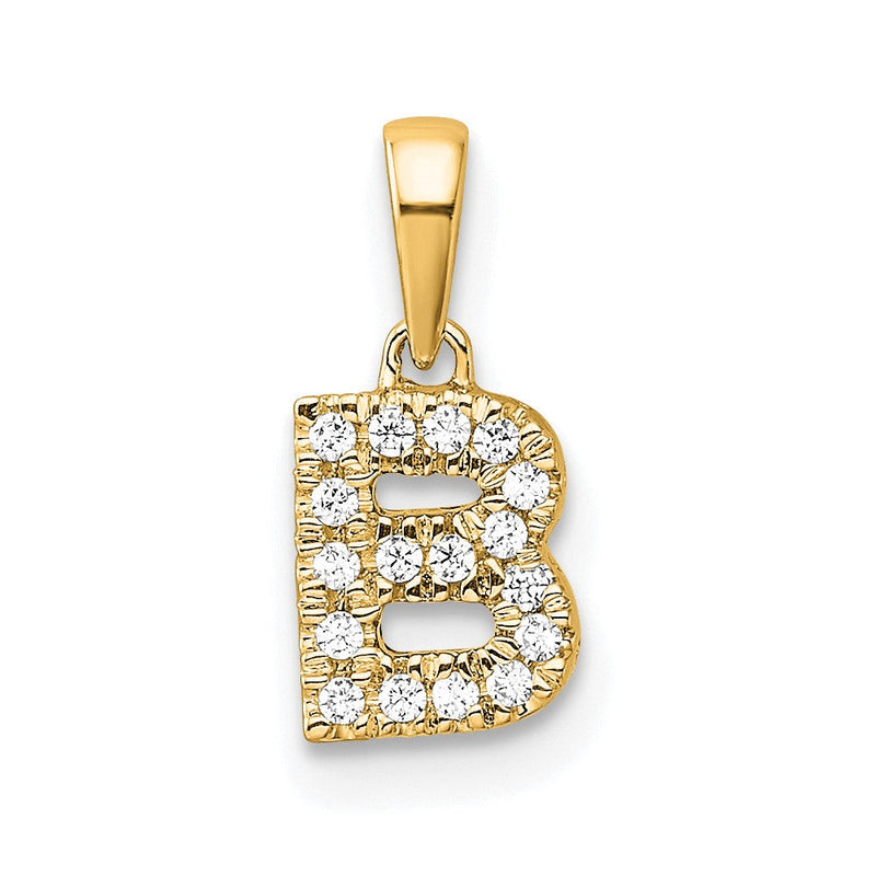 10K Gelbgold 10K Diamant Buchstabe B Initiale mit Bail Anhänger