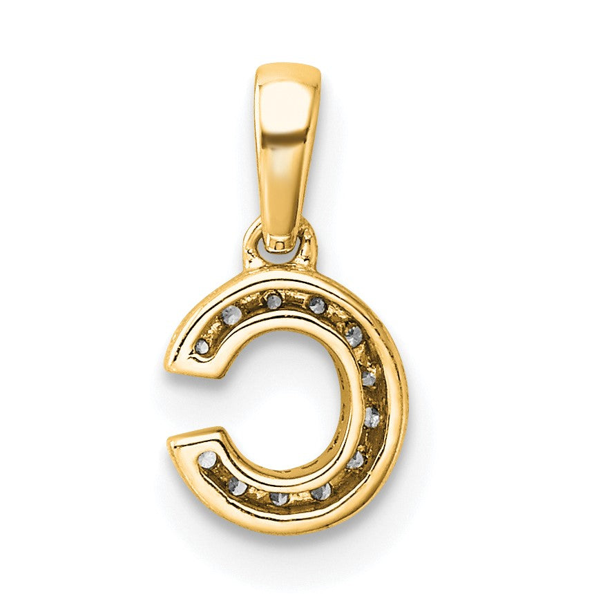10K Gelbgold 10K Diamant Buchstabe C Initiale mit Bail Anhänger
