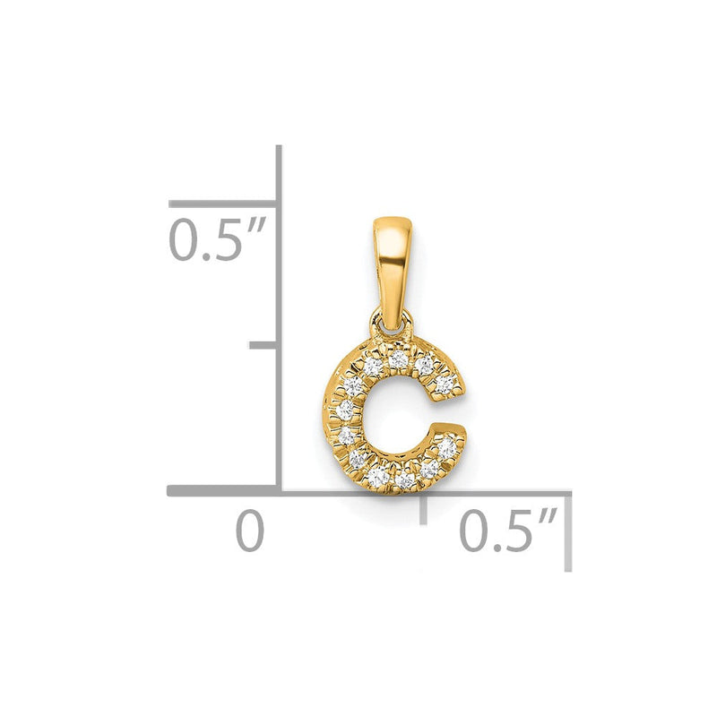 10K Gelbgold 10K Diamant Buchstabe C Initiale mit Bail Anhänger