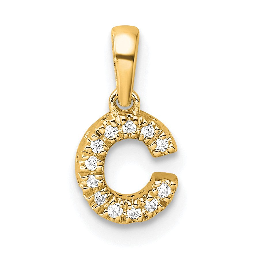 10K Gelbgold 10K Diamant Buchstabe C Initiale mit Bail Anhänger