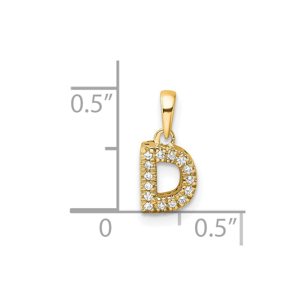 10K Gelbgold 10K Diamant Buchstabe D Initiale mit Bail Anhänger