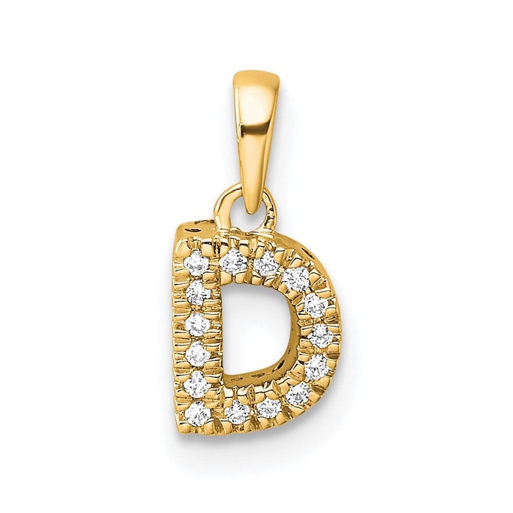 10K Gelbgold 10K Diamant Buchstabe D Initiale mit Bail Anhänger
