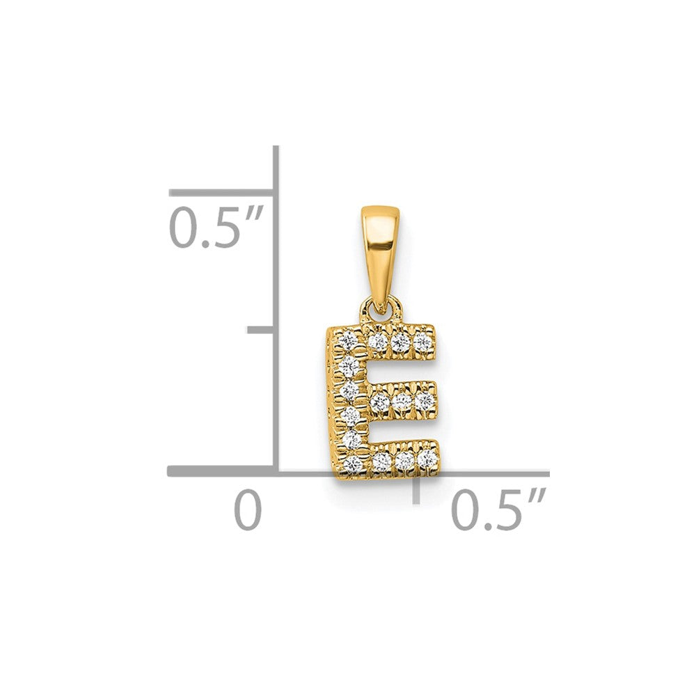 10K Gelbgold 10K Diamant Buchstabe E Initiale mit Bail Anhänger