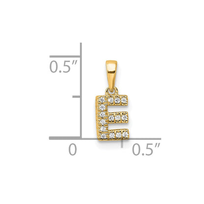 10K Gelbgold 10K Diamant Buchstabe E Initiale mit Bail Anhänger