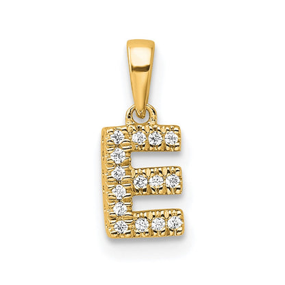 10K Gelbgold 10K Diamant Buchstabe E Initiale mit Bail Anhänger