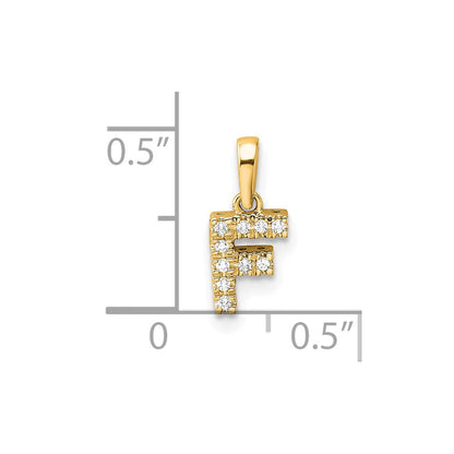 10K Gelbgold 10K Diamant Buchstabe F Initiale mit Bail Anhänger