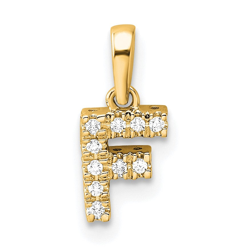 10K Gelbgold 10K Diamant Buchstabe F Initiale mit Bail Anhänger