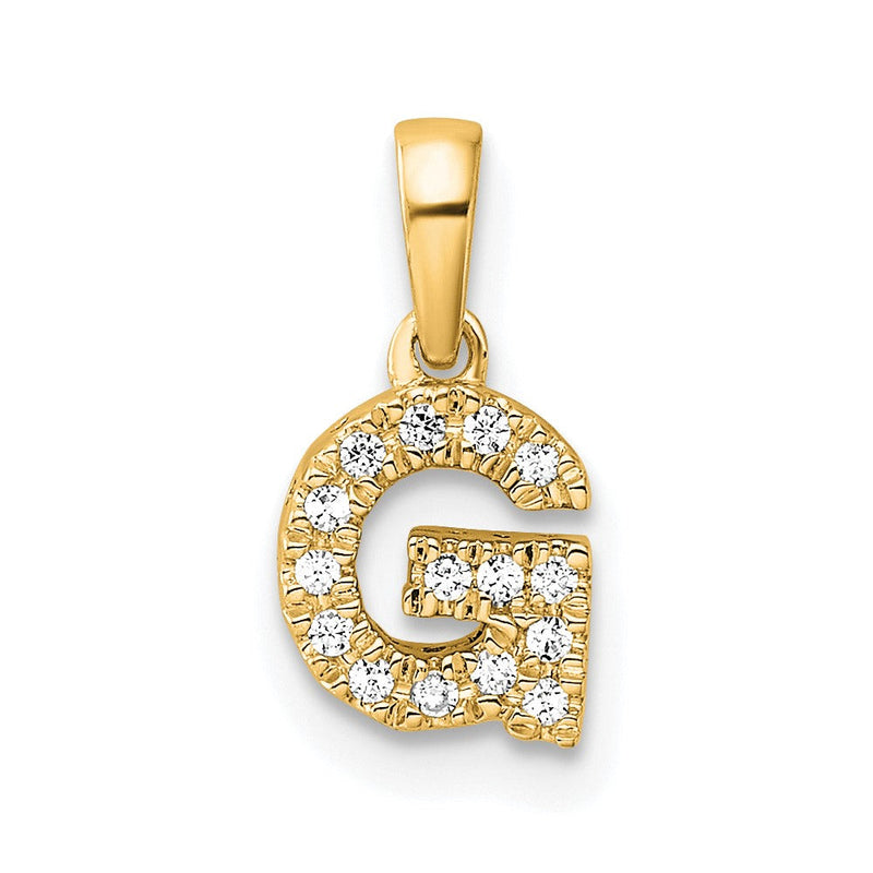 10K Gelbgold 10K Diamant Buchstabe G Initiale mit Bail Anhänger