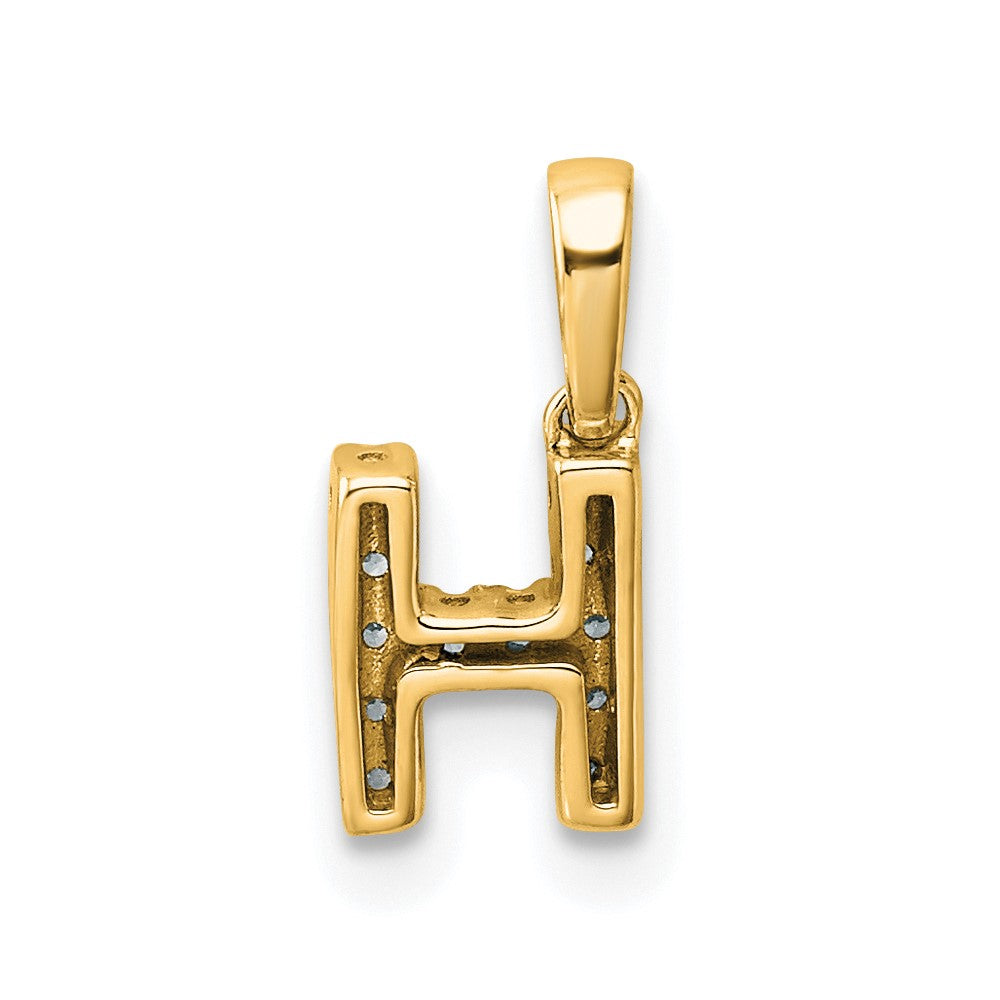 10K Gelbgold 10K Diamant Buchstabe H Initiale mit Bail Anhänger