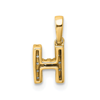 10K Gelbgold 10K Diamant Buchstabe H Initiale mit Bail Anhänger