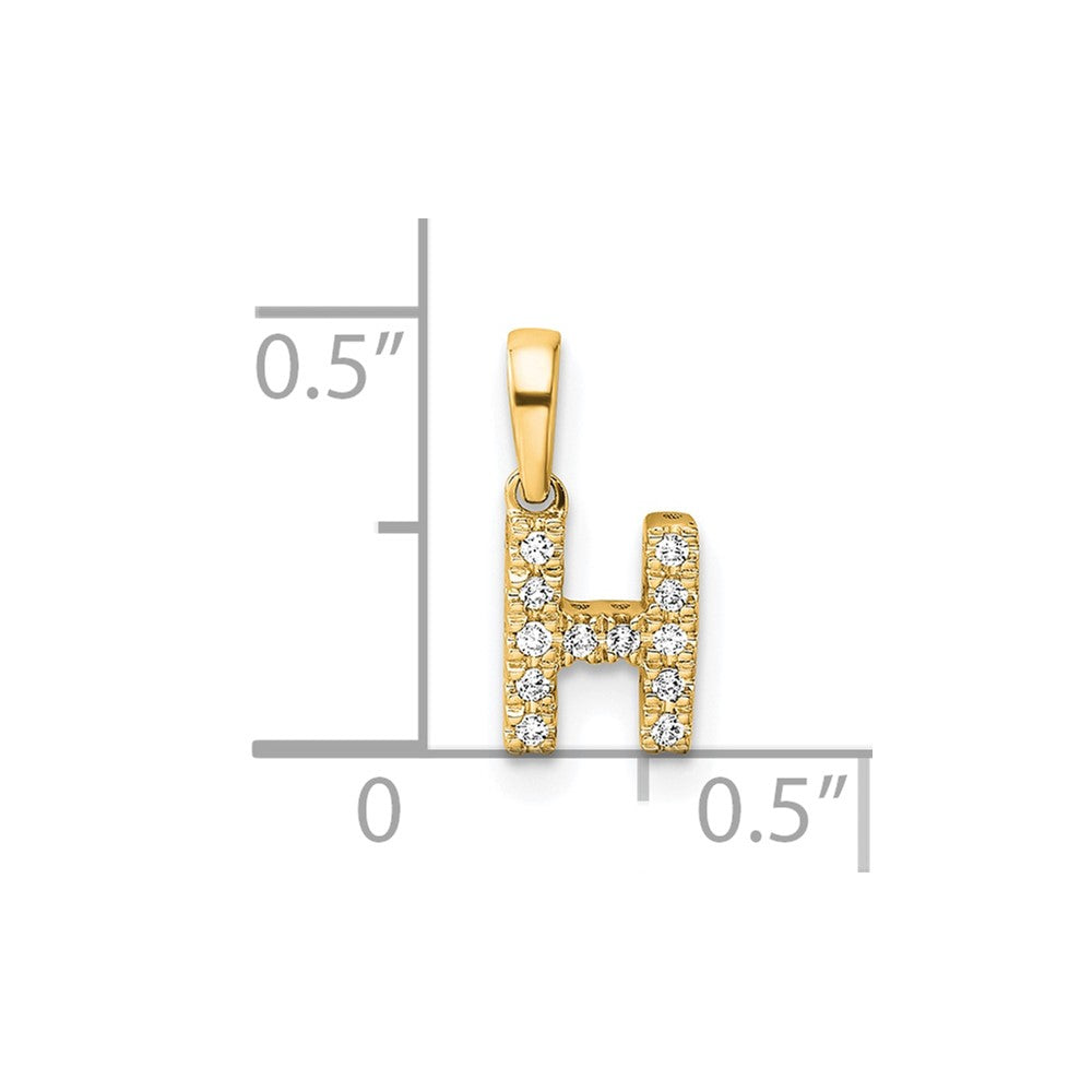 10K Gelbgold 10K Diamant Buchstabe H Initiale mit Bail Anhänger