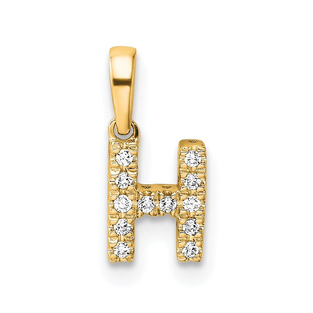 10K Gelbgold 10K Diamant Buchstabe H Initiale mit Bail Anhänger
