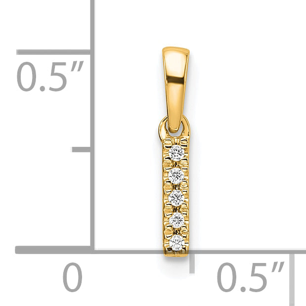 10K Gelbgold 10K Diamant Buchstabe I Initiale mit Bail Anhänger