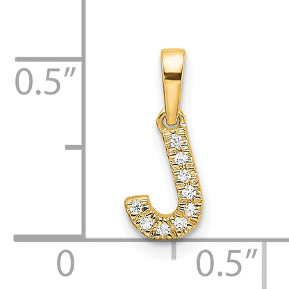 10K Gelbgold 10K Diamant Buchstabe J Initiale mit Bail Anhänger