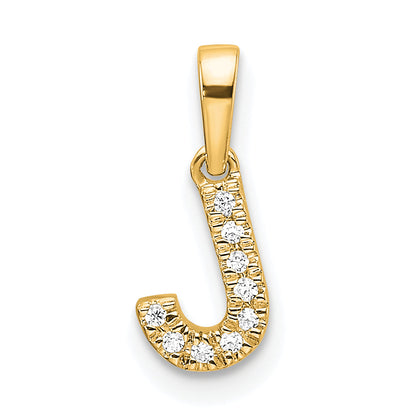 10K Gelbgold 10K Diamant Buchstabe J Initiale mit Bail Anhänger