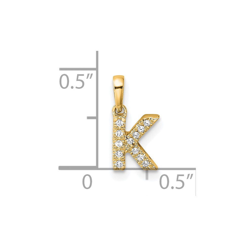 10K Gelbgold 10K Diamant Buchstabe K Initiale mit Bail Anhänger
