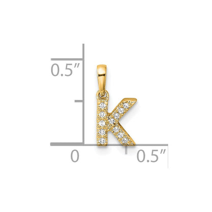 10K Gelbgold 10K Diamant Buchstabe K Initiale mit Bail Anhänger