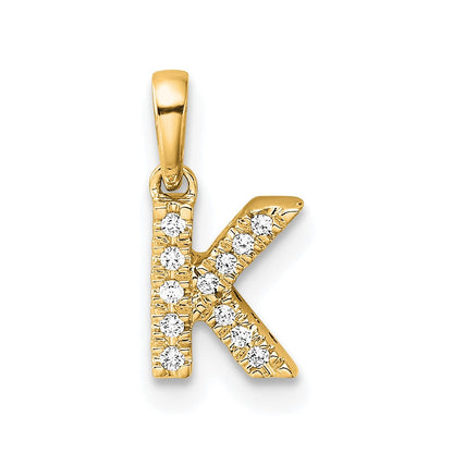 10K Gelbgold 10K Diamant Buchstabe K Initiale mit Bail Anhänger