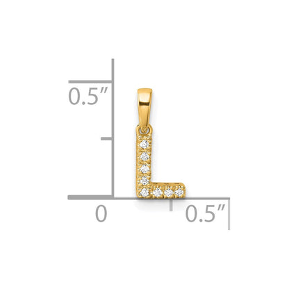 10K Gelbgold 10K Diamant Buchstabe L Initiale mit Bail Anhänger