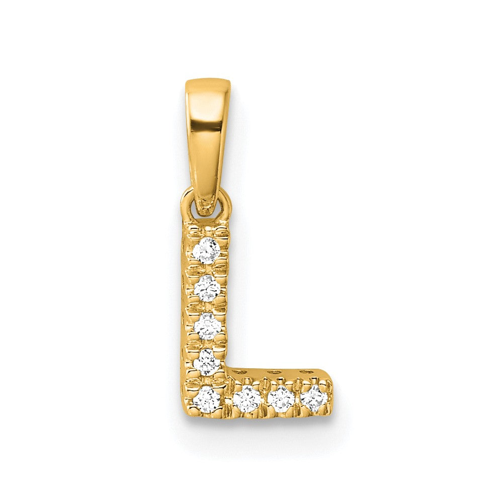 10K Gelbgold 10K Diamant Buchstabe L Initiale mit Bail Anhänger