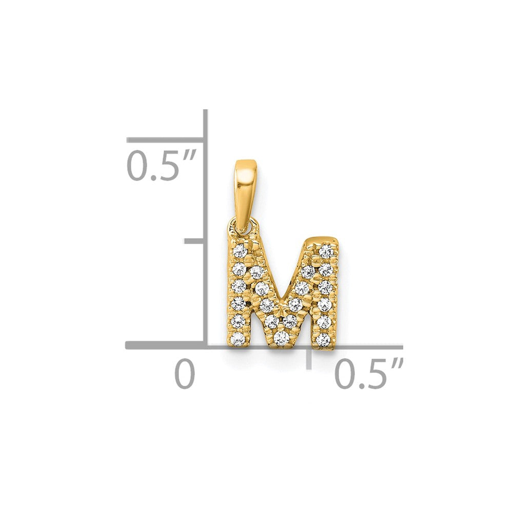 10K Gelbgold 10K Diamant Buchstabe M Initiale mit Bail Anhänger