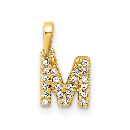 10K Gelbgold 10K Diamant Buchstabe M Initiale mit Bail Anhänger