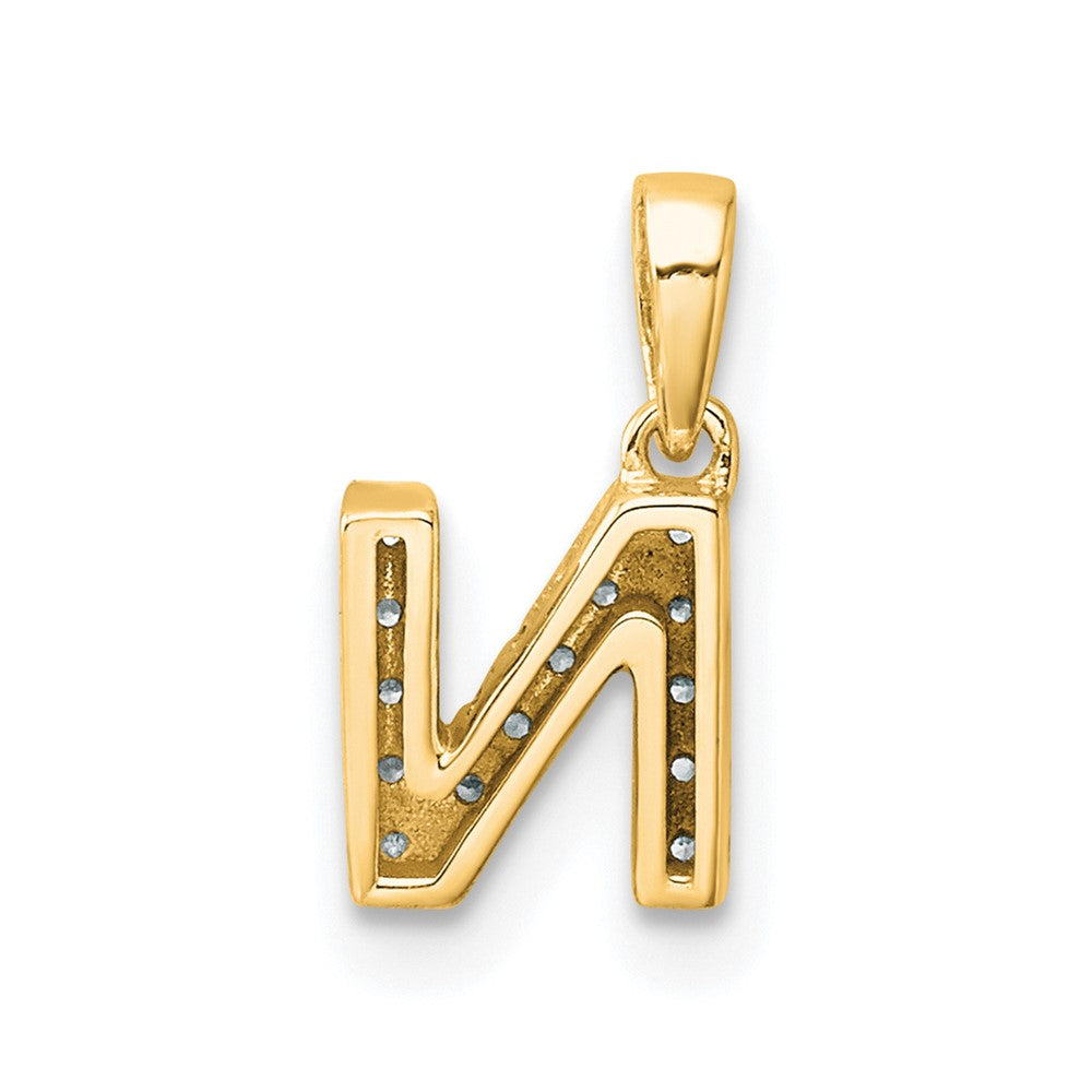 10K Gelbgold 10K Diamant Buchstabe N Initiale mit Bail Anhänger