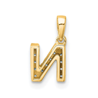 10K Gelbgold 10K Diamant Buchstabe N Initiale mit Bail Anhänger