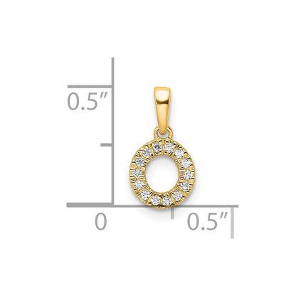 10K Gelbgold 10K Diamant Buchstabe O Initiale mit Bail Anhänger