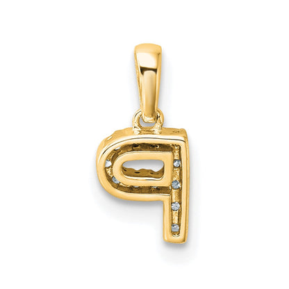 10K Gelbgold 10K Diamant Buchstabe P Initiale mit Bail Anhänger