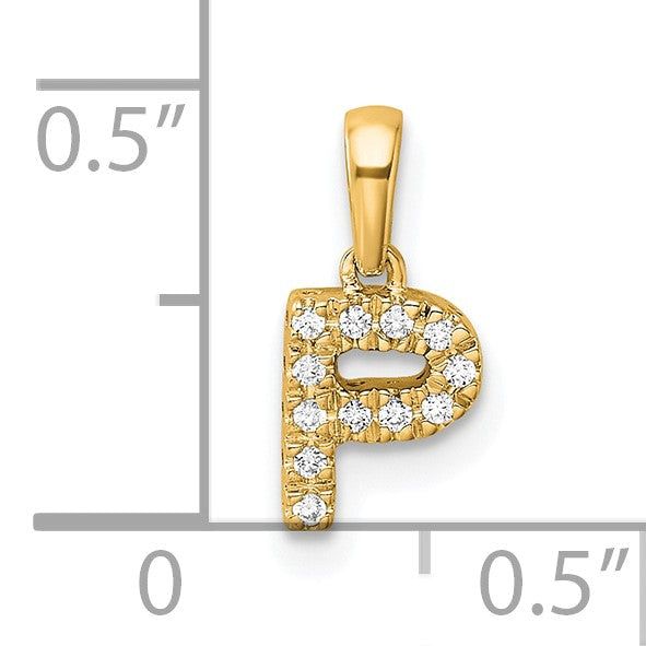 10K Gelbgold 10K Diamant Buchstabe P Initiale mit Bail Anhänger