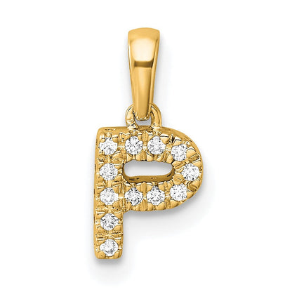 10K Gelbgold 10K Diamant Buchstabe P Initiale mit Bail Anhänger