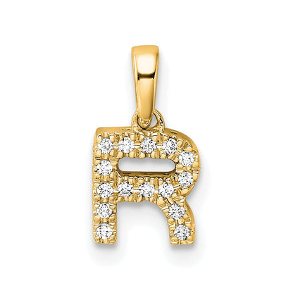 10K Gelbgold 10K Diamant Buchstabe R Initiale mit Bail Anhänger