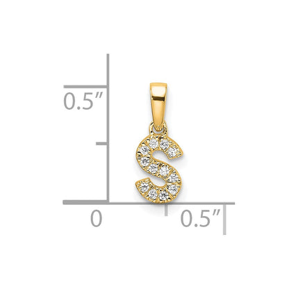 10K Gelbgold 10K Diamant Buchstabe S Initiale mit Bail Anhänger