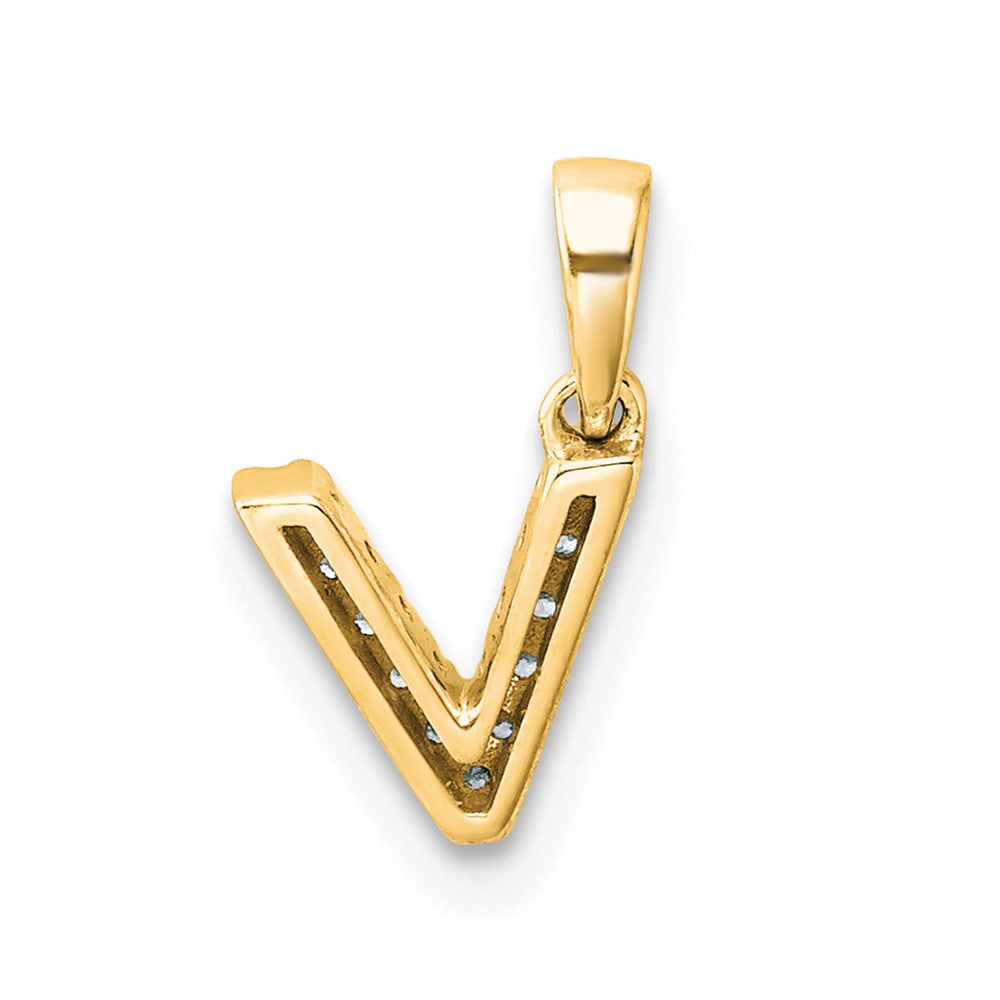 10K Gelbgold 10K Diamant Buchstabe V Initiale mit Bail Anhänger