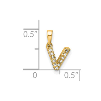 10K Gelbgold 10K Diamant Buchstabe V Initiale mit Bail Anhänger
