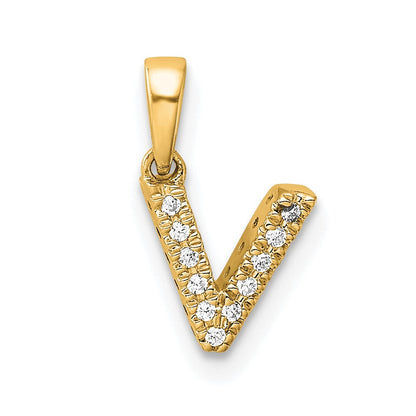 10K Gelbgold 10K Diamant Buchstabe V Initiale mit Bail Anhänger
