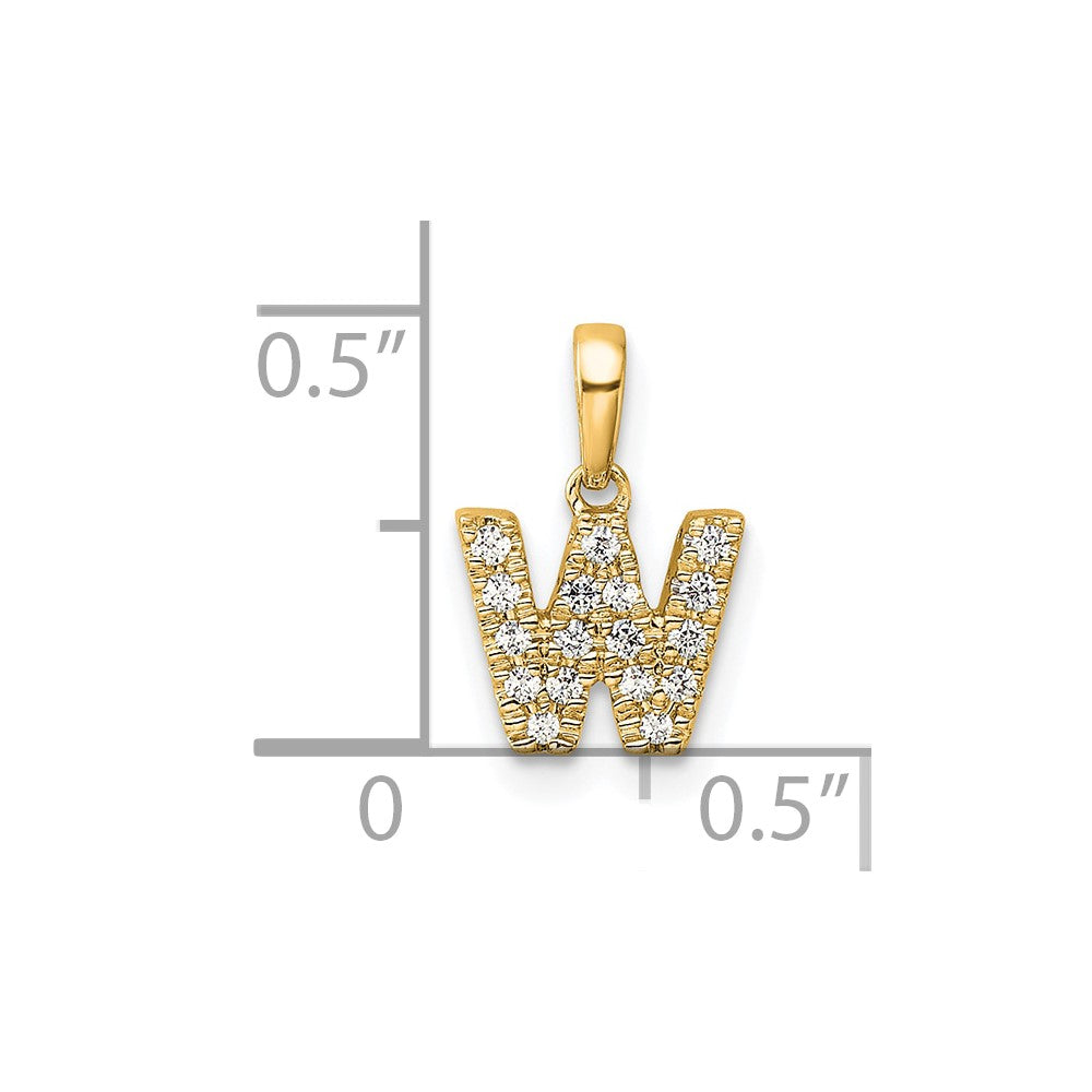 10K Gelbgold 10K Diamant Buchstabe W Initiale mit Bail Anhänger