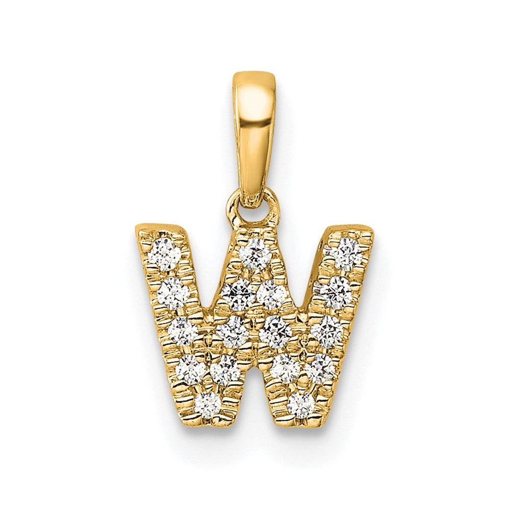 10K Gelbgold 10K Diamant Buchstabe W Initiale mit Bail Anhänger
