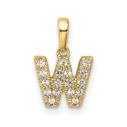 10K Gelbgold 10K Diamant Buchstabe W Initiale mit Bail Anhänger