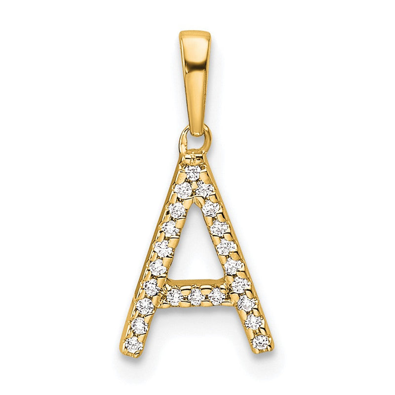 10K Gelbgold 10K Diamant Buchstabe A Initiale Anhänger