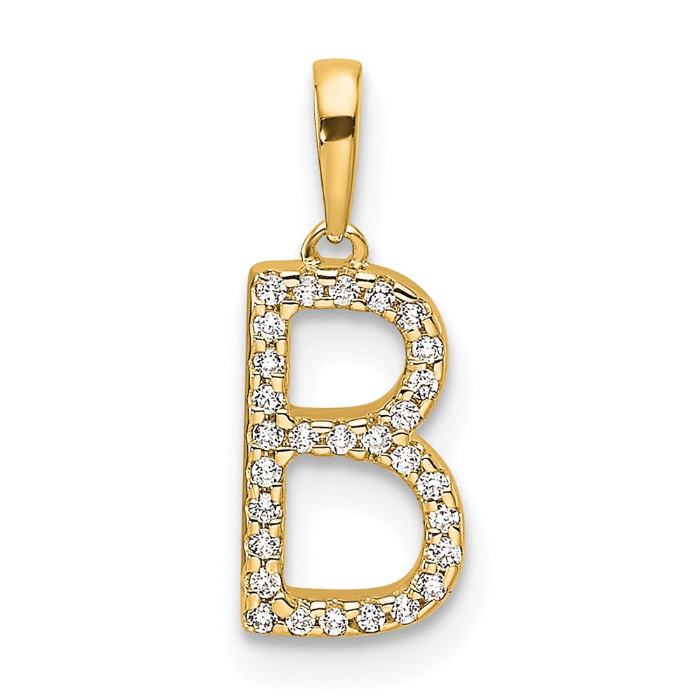 10K Gelbgold 10K Diamant Buchstabe B Initiale Anhänger