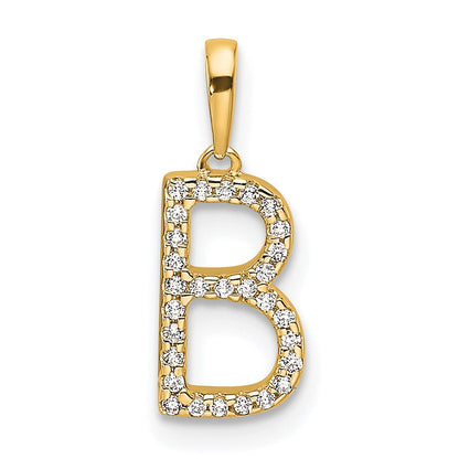 10K Gelbgold 10K Diamant Buchstabe B Initiale Anhänger