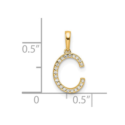 10K Gelbgold 10K Diamant Buchstabe C Initiale Anhänger