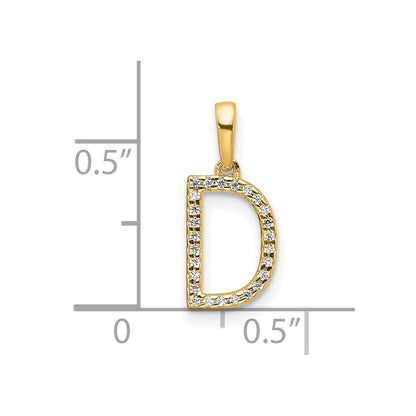10K Gelbgold 10K Diamant Buchstabe D Initiale Anhänger